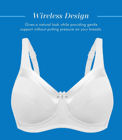 Bestform Satin Trim Wire-Free Cotton Bra With Unlined Cups 3 Pack - Black/Nude/White Bras