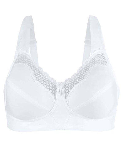 Exquisite Form Fully Cotton Soft Cup Wire-Free Bra With Lace 2 Pack - Damask Neutral/White Bras