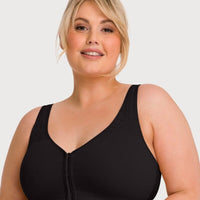 Ava & Audrey Hannah Cotton Wire-Free Front Opening Bra - Black