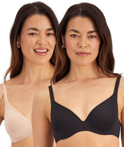 Berlei New Barely There Contour Bra 2 Pack - Black/Skin Bras