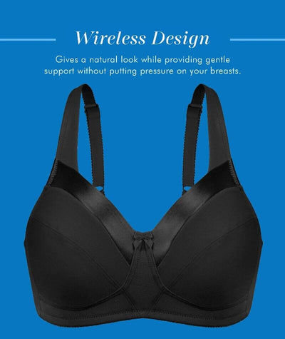 Bestform Satin Trim Wire-Free Cotton Bra With Unlined Cups 2 Pack - Black Bras