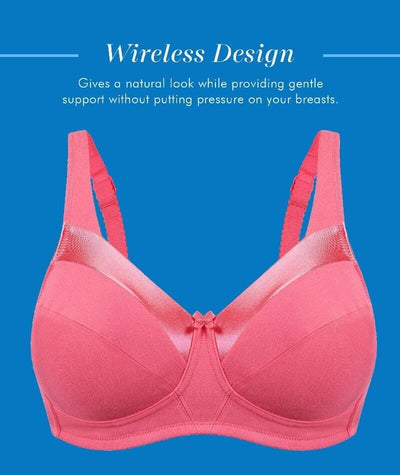 Bestform Satin Trim Wire-Free Cotton Bra With Unlined Cups 2 Pack - Dark Pink/Nude Bras