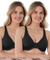 Bestform Unlined Cotton Stretch T-Shirt Bra with Underwire 2 Pack - Black Bras