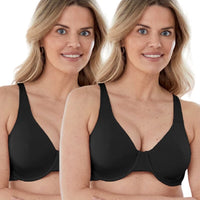 Bestform Unlined Cotton Stretch T-Shirt Bra with Underwire 2 Pack - Black