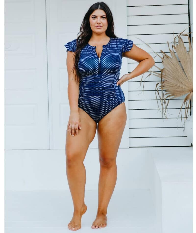 Swim, Polka Dot Onepiece Swimsuit Size 4 Built In Bra