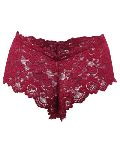 Curvy Floral Lace Brief - Red Knickers