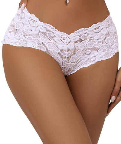 Curvy Floral Lace Brief - White Knickers