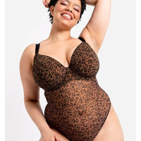 Curvy Kate Cool Cat Plunge Bodysuit - Leopard Brown