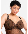 Curvy Kate Cool Cat Plunge Bodysuit - Leopard Brown Bodysuits & Basques