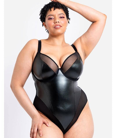 Curvy Kate Rebelle Plunge Bodysuit - Black Bodysuits & Basques