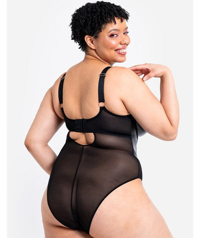 Curvy Kate Rebelle Plunge Bodysuit - Black Bodysuits & Basques