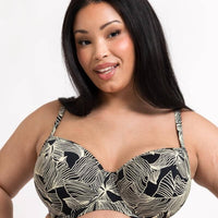 Curvy Kate Ripple Reef Balcony Bikini Top - Black Print