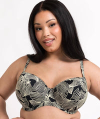 Curvy Kate Ripple Reef Balcony Bikini Top - Black Print