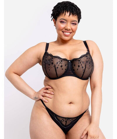 Curvy Kate Stardust Balcony Bra - Black Sparkle Bras