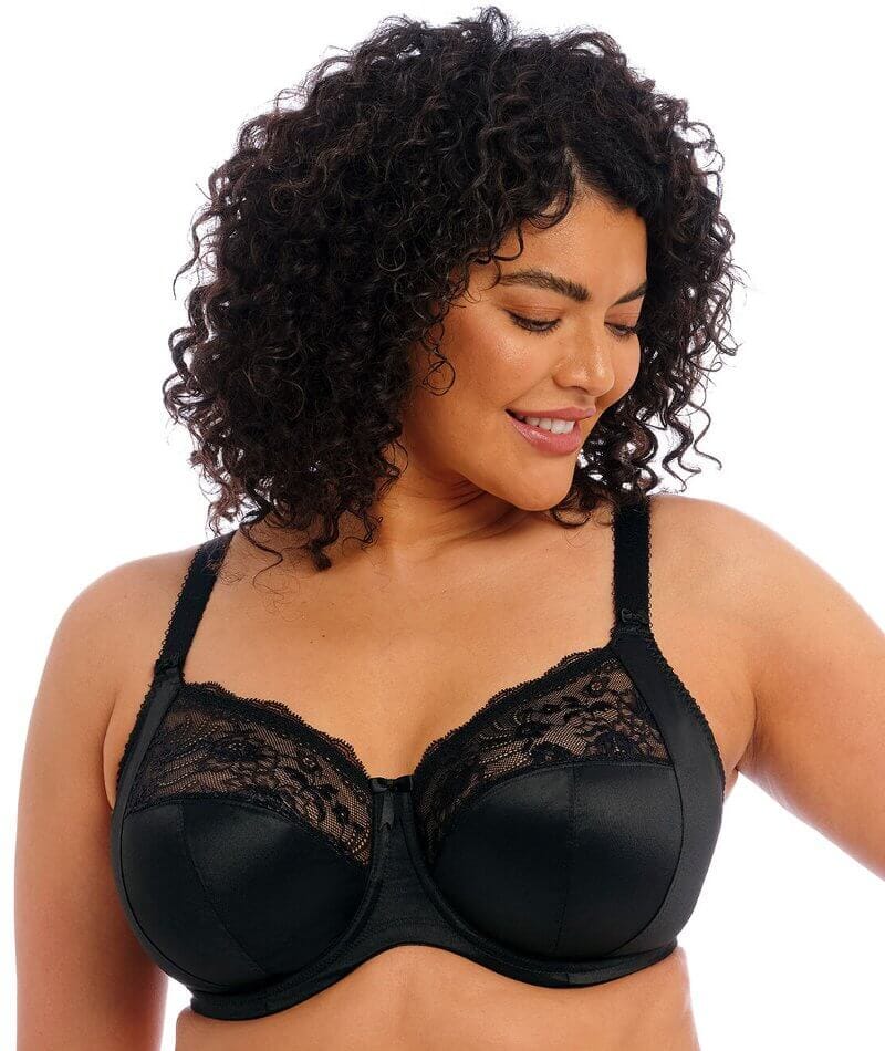 Elomi Womens Morgan Underwire Full Cup Stretch Lace Banded Bra, 38GG, Ebony  