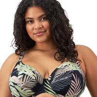 Elomi Swim Tropical Retreat Underwired Plunge Bikini Top - Black