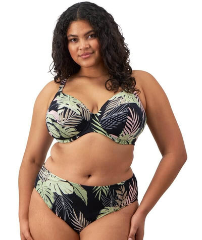 Elomi Swim Tropical Retreat Underwired Plunge Bikini Top - Black Swim