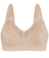 Exquisite Form Fully Cotton Soft Cup Wire-Free Bra With Lace 2 Pack - Damask Neutral/White Bras