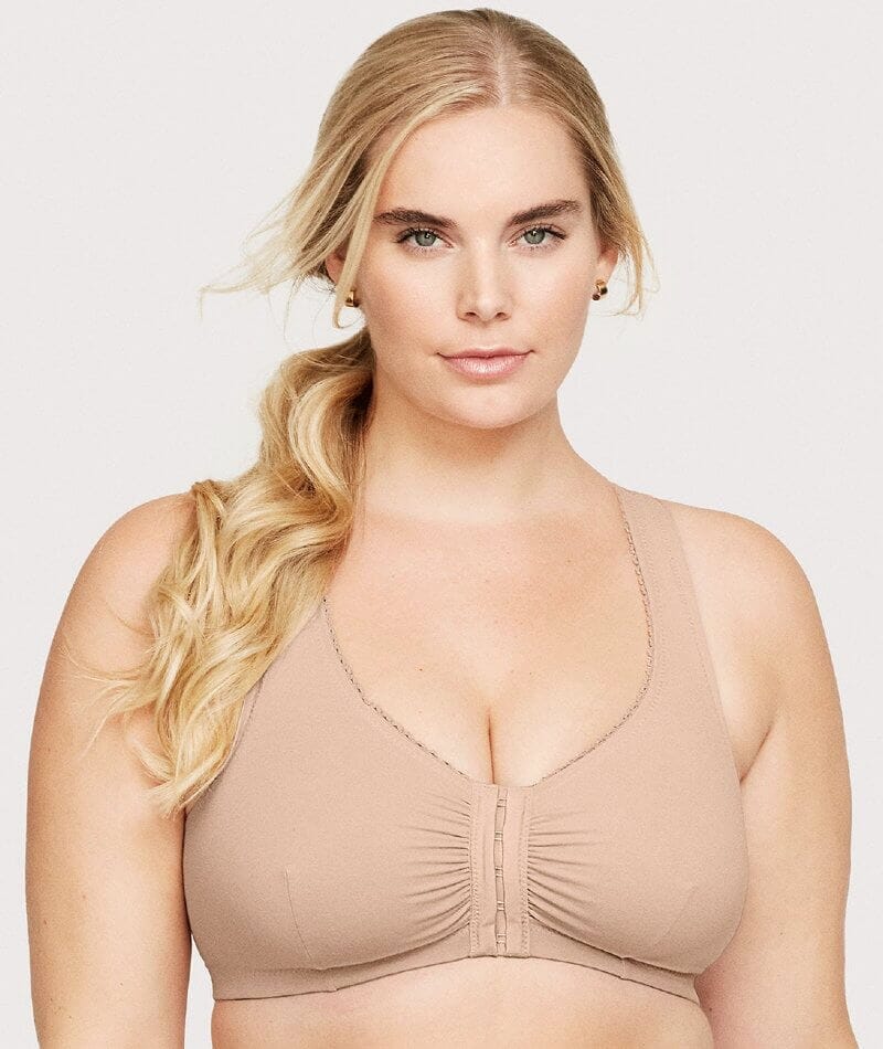 Everyday Bras - Cotton Soft Cup Wireless Front Rose Lace Close Post-  Surgert Bras of Women(34-42B/C)