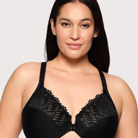 Glamorise Front-Closure T-Back WonderWire Bra - Black