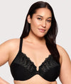 Glamorise Front-Closure T-Back WonderWire Bra - Black Bras