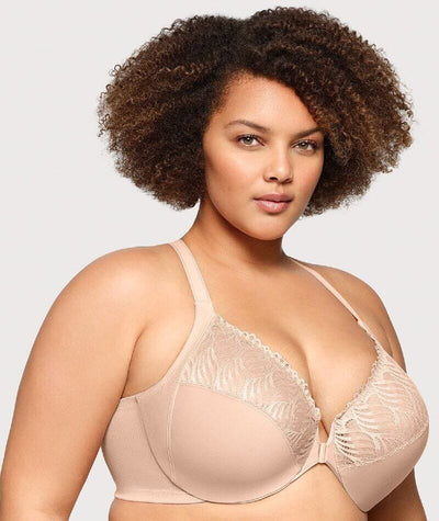 Glamorise Front-Closure T-Back WonderWire Bra - Cafe Bras