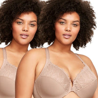 Glamorise Front-Closure T-Back WonderWire Bra 2 Pack - Cafe