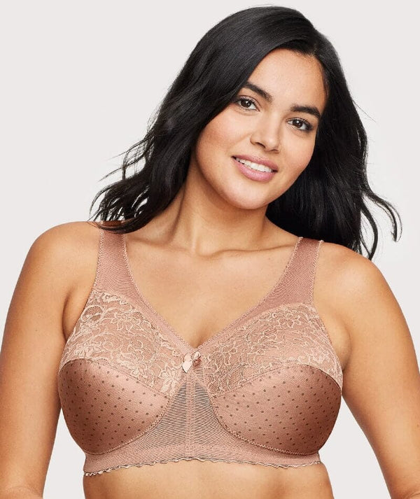 Glamorise COMPLETE COMFORT Bra 36B 36C 36D (STRAPLESS) Lace WIRELESS NUDE  NEW - Lacadives