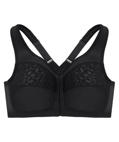 Glamorise MagicLift Wire-Free Front-Closure Racerback Bra - Black Bras