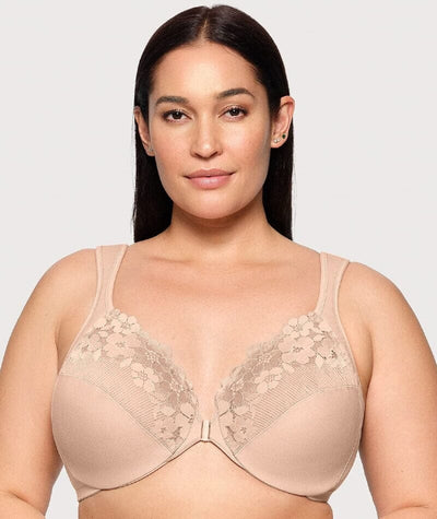 Glamorise WonderWire Front-Closure Cotton Bra - Cafe Bras