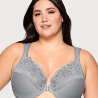 Glamorise WonderWire Front-Closure Cotton Bra - Silver