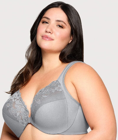 Glamorise WonderWire Front-Closure Cotton Bra - Silver Bras