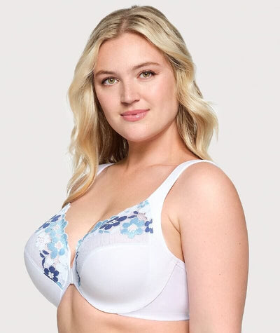 Glamorise WonderWire Front-Closure Cotton Bra - White Bras