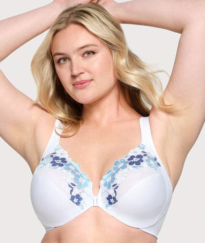 Glamorise WonderWire Front-Closure Cotton Bra - White Bras