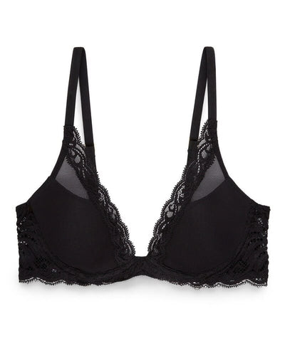 Natori Feathers Lightly Padded Wired Plunge Bra - Black Bras