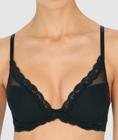 Natori Feathers Lightly Padded Wired Plunge Bra - Black Bras