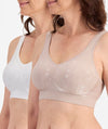 Playtex Comfort Revolution Contour Dot Wire-free 2 Pack Bra - Evening Blush/White Bras