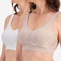 Playtex Comfort Revolution Contour Dot Wire-free 2 Pack Bra - Evening Blush/White