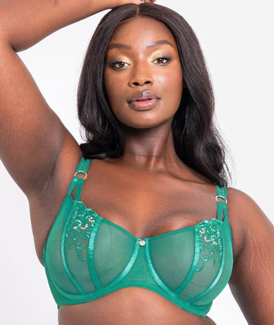 Scantilly Ornate Balcony Bra - Emerald Bras