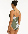 Sea Level Aloha Cross Front A-DD Cup One Piece Swimsuit - Khaki Swim