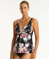 Sea Level Belle Cross Front Swing DD-E Cup Singlet Top - Black Swim