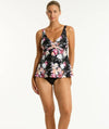 Sea Level Belle Cross Front Swing DD-E Cup Singlet Top - Black Swim