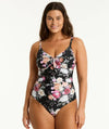 Sea Level Belle Tie Front DD-E Cup One Piece Swimsuit - Black Swim