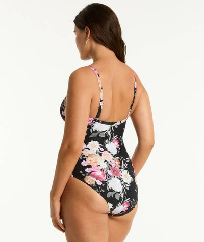 Sea Level Belle Tie Front DD-E Cup One Piece Swimsuit - Black Swim