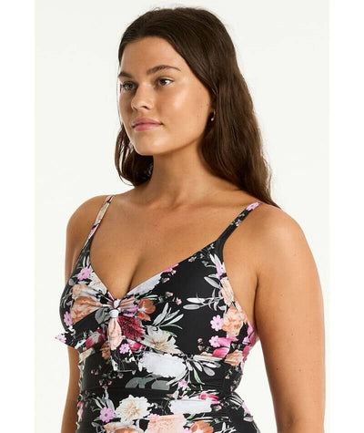 Sea Level Belle Tie Front DD-E Cup One Piece Swimsuit - Black Swim