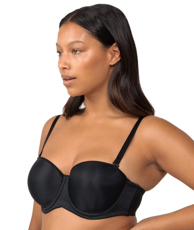 ELOMI Black Smooth Moulded Convertible Strapless Bra, US 38DDD, UK