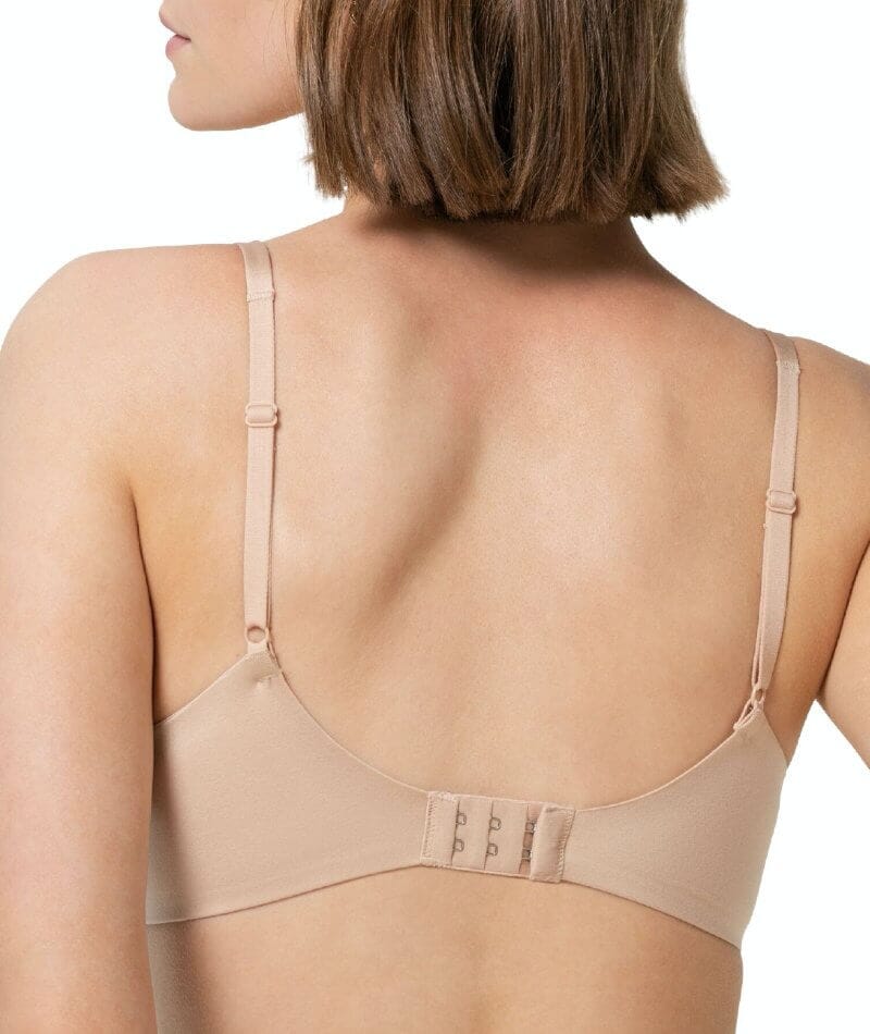 Calvin Klein seamless strapless bra with side fastening in beige