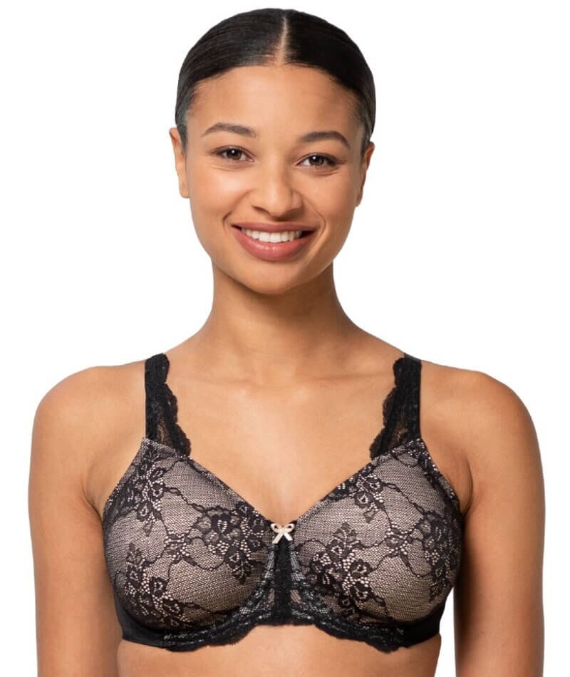 Triumph International Women's Synthetic Lightly Padded Wired Seamless Bra  (121I347 04 MD 36/80_Black_36D)