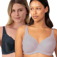 Triumph Embroidered Minimiser Bra 2 Pack - Misty Lilac/Nuit