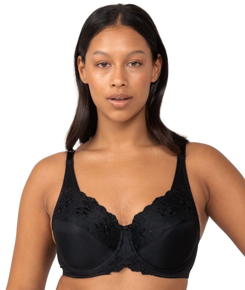 Triumph Embroidered Minimizer Bra Black Curvy Bras 